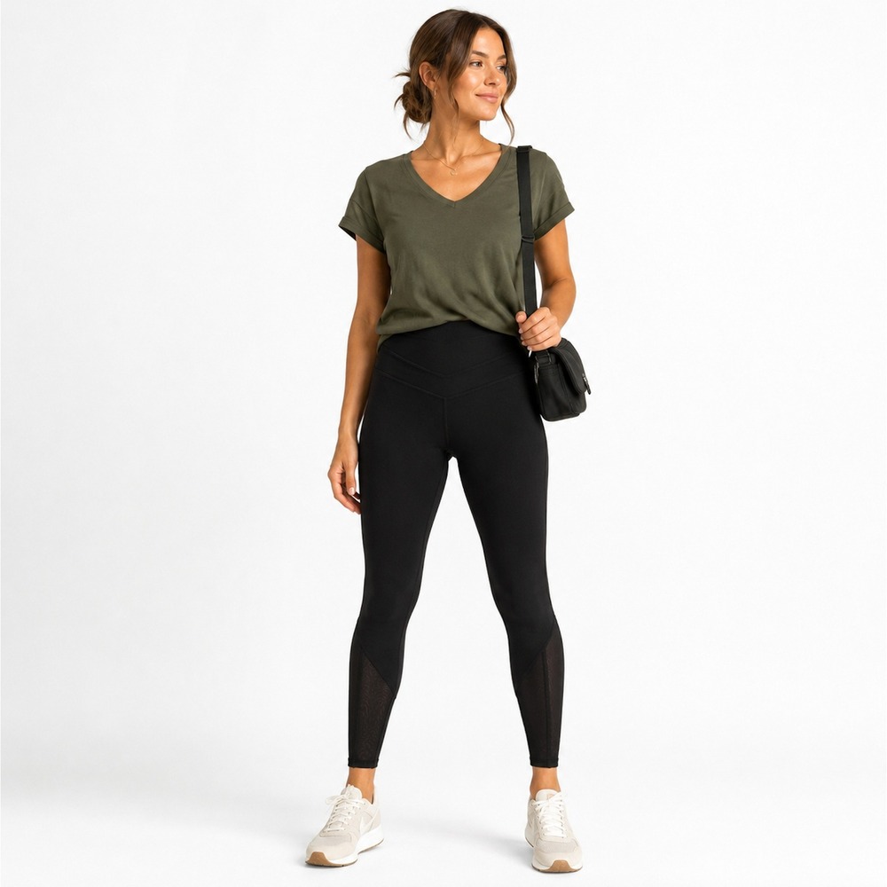 Lululemon Black Mesh High Rise Crossover Waistband Leggings SIZE 2